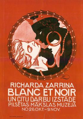 R. Zariņa Blanc et noir un citu darbu izstādes plakāts. 1930. gads.