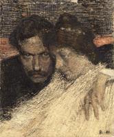 Janis Rozentāls. "Dubultportrets". 1905. gads. Papīrs, krāsains zīmulis, tuša. 25,5 x 21,2 cm.