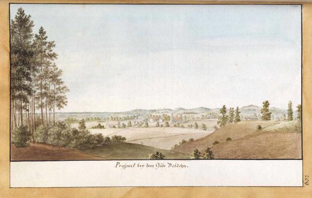 Baldones ainava, 1795. gads. Johana Kristofa Broces akvarelis.