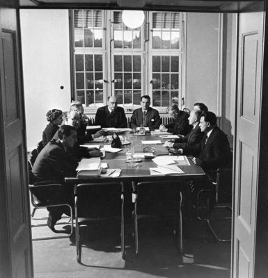 Eiropas Ogļu un tērauda kopienas (EOTK) Augstākās iestādes pirmā sanāksme prezidenta Žana Monē vadībā. Luksemburga, 10.08.1952.