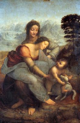 Leonardo da Vinči "Svētā Anna un Madonna ar bērnu", gleznota no 1503. līdz 1519. gadam. Luvras muzejs, Parīze.