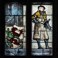 Albrehts no Brandenburgas-Ansbahas (Albrecht von Brandenburg-Ansbach). Markgrāfu loga vitrāžas fragments Svētā Sebalda baznīcā Nirnbergā. Skices autors Hanss fon Kulmbahs (Hans von Kulmbach), 1515. gads.