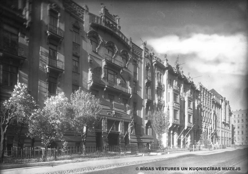 Alberta iela, Rīgā. Ielas ziemeļaustrumu puses apbūve. 1939. gads.