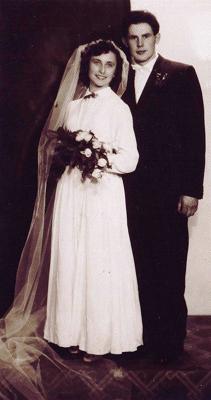 Gunārs Freimanis un Daina Lēmane kāzu dienā. 10.04.1958.