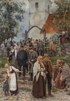 Janis Rozentāls. “No baznīcas”. 1894. gads. Audekls, eļļa. 175 x 103 cm.