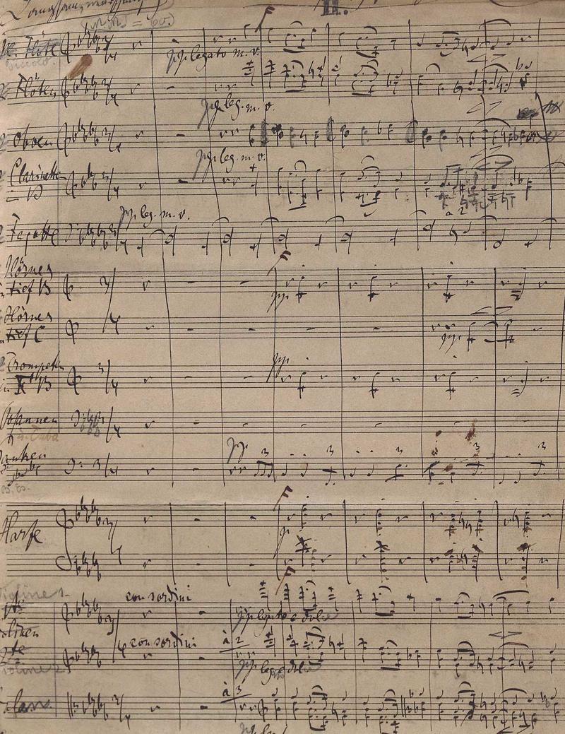 Johannesa Brāmsa rokraksta partitūra "Vācu rekviēmam". 19. gs. Vīnes Mūzikas draugu biedrība (Gesellschaft Der Musikfreunde).