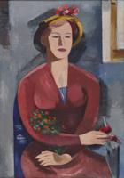 Jēkabs Kazaks. "Meitene ar cepuri (K-č jaunkundzes portrets)". 1919. gads. Audekls, eļļa. 131,5 x 92 cm.
