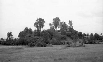 Asotes pilskalns no dienvidaustrumu puses. 1950. gads.