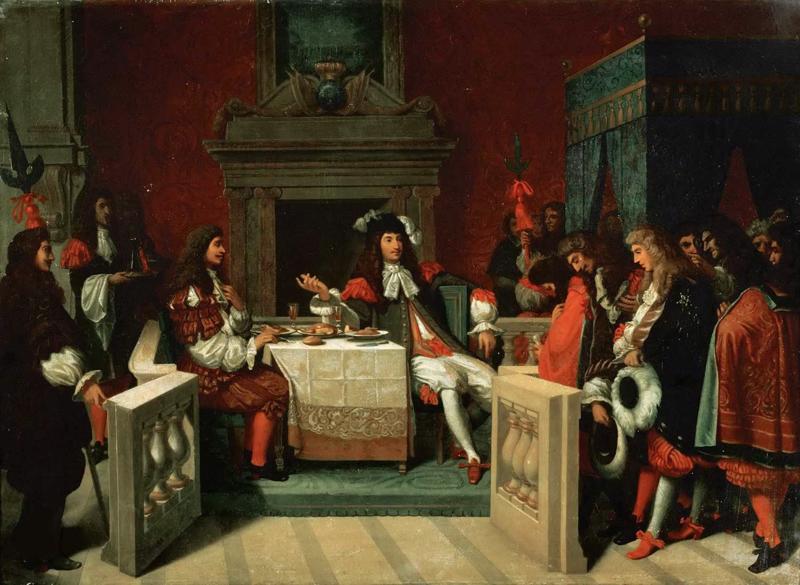 Žans Ogists Dominiks Engrs (Jean-Auguste-Dominique Ingres). "Moljērs pie Luija XIV galda". 1857. gads.