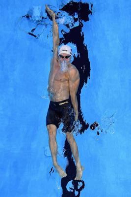 ASV sportists Raiens Mērfijs peld 100 m distanci kraulā uz muguras Riodežaneiro olimpiskajās spēlēs. Brazīlija, 07.08.2016.