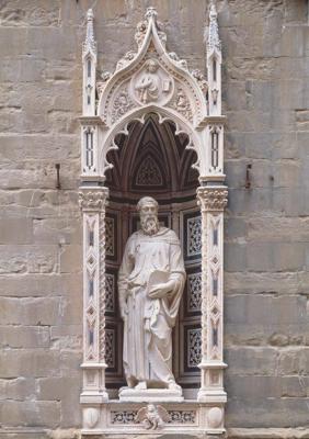 Donatello 1411.–1413. gadā veidotā Sv. Marka skulptūra Orsanmikeles baznīcā Florencē, 2014. gads.