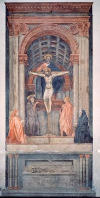 Mazačo 15. gs. freska "Trīsvienība" Santa Marija Novella baznīcā Florencē, 2014. gads.