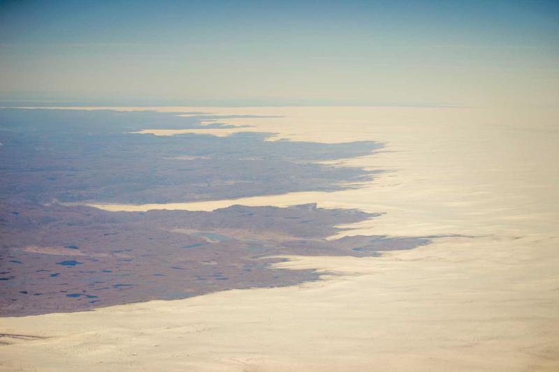 Grenlandes ledus vairoga ar izvadledājiem aerofoto. Rietumgrenlande, 2016. gads.
