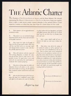 Iespiesta Atlantijas hartas kopija. Vašingtona, ASV valdības tipogrāfija, ap 1943. gadu.