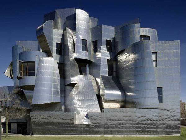Arhitekta Frenka Gērija projektētā Vaismana mākslas muzeja ēka Minesotas Universitātē. Mineapolisa, ASV, 2007. gads.
