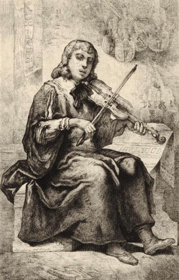 Žaka Žozefa Lekurjū (Jacques-Joseph Lecurieux) gravīra "Nikola Amati". Parīze, Francija, 19. gs.