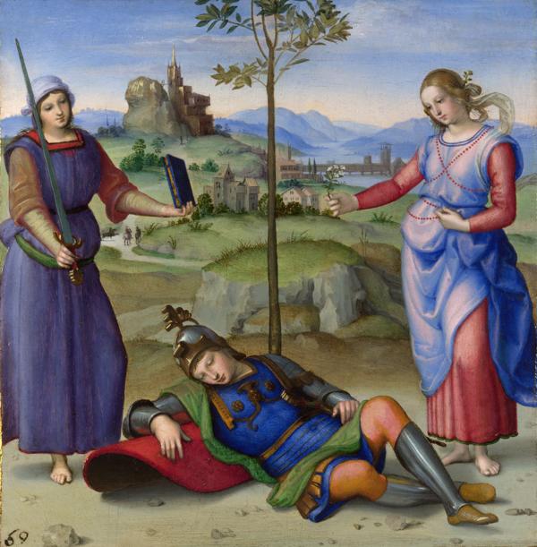 Rafaēls Sancio da Urbīno. "Bruņinieka vīzija", ap 1504. gadu.