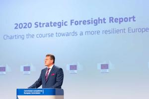 Eiropas Komisijas priekšsēdētājas vietnieks Marošs Šefčovičs (Maroš Šefčovič) prezentē Eiropas Komisijas Stratēģiskās prognozēšanas ziņojumu. Brisele, 09.09.2020.