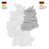 Vācijas Demokrātiskās Republikas un Vācijas Federatīvās Republikas karte.