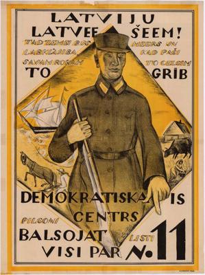 Partijas “Demokrātiskais centrs” plakāts. Ap 1920. gadu.