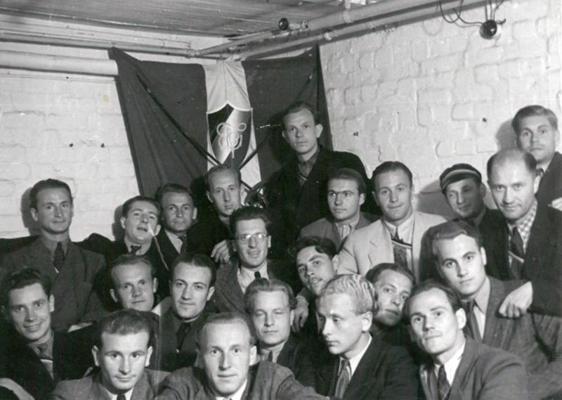 Studentu korporācijas "Fraternitas Cursica" biedri. Pinneberga, Vācija, 1947. gads.