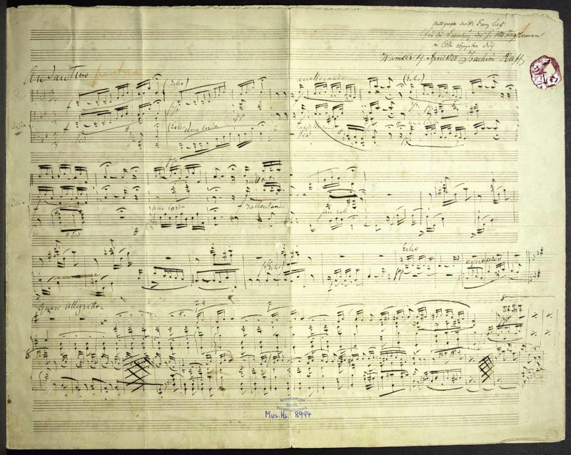 Ferenca Lista uzmetums (klavierēm) pastorālei no Džakomo Meierbēra (Giacomo Meyerbeer) operas ''Pravietis'' (Le prophète, 1849) ar autogrāfu.