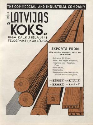 A/s “Latvijas koks” reklāma, izdevums “Latvian Economic Review: A quarterly review of trade, industry and agriculture”, Nr. 1., 01.01.1938.