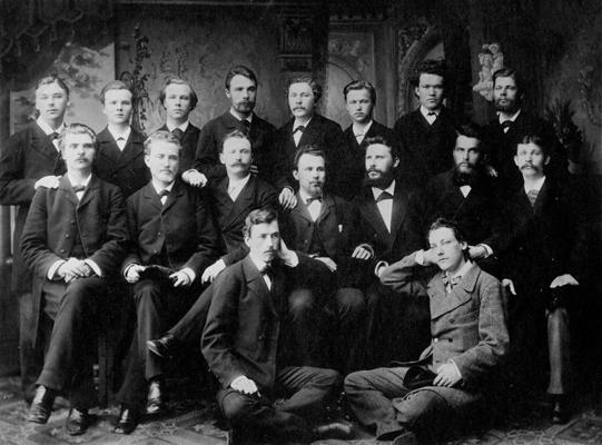 Maskavas latviešu studentu vakaru biedri. Maskava, 1884. gada rudenī.