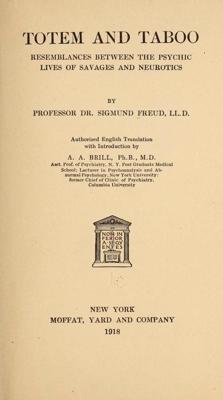 Zigmunda Freida darba “Totēms un tabu” titullapa. Ņujorka, Moffat, Yard and company, 1918. gads.