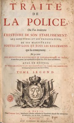 Nikolā Delamērs. “Traktāts par policiju” (Traité de la police). Parīze, 1710. gads.