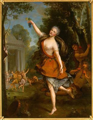 Fransuāza Prevo bakhantes lomā Luija Lakostes (Louis Lacoste) operā "Filomele" (Philomèle, 1705). Ap 1723. gadu.