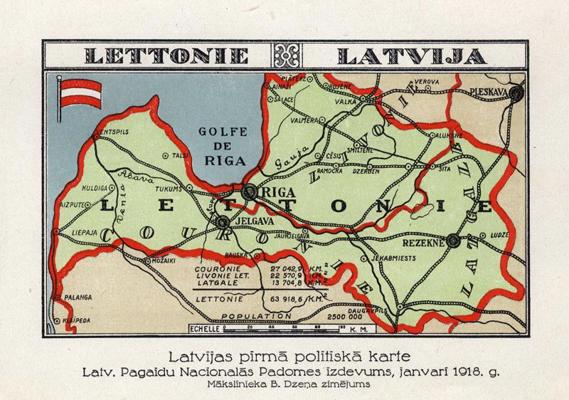 Latvijas politiskā karte. 01.1918.