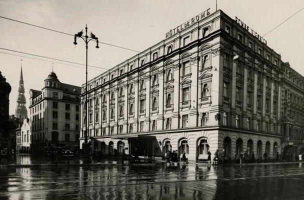 Hotel de Rome – pirmo Latvijas rotariešu sanāksmju vieta. Rīga, 20. gs. 30. gadi.