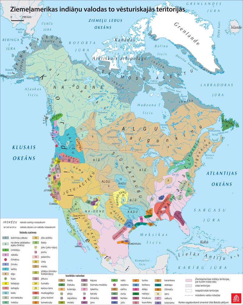 Ziemeļamerikas indiāņu valodas to vēsturiskajās teritorijās.