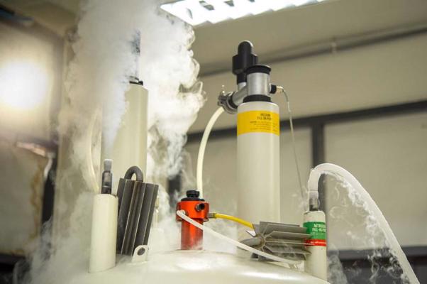 Zinātnieki izmanto slāpekli kodolu magnētiskās rezonanses spektroskopijā, lai saglabātu zemu temperatūru un novērotu ķīmisku reakciju norisi.