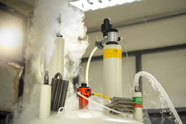 Zinātnieki izmanto slāpekli kodolu magnētiskās rezonanses spektroskopijā, lai saglabātu zemu temperatūru un novērotu ķīmisku reakciju norisi.