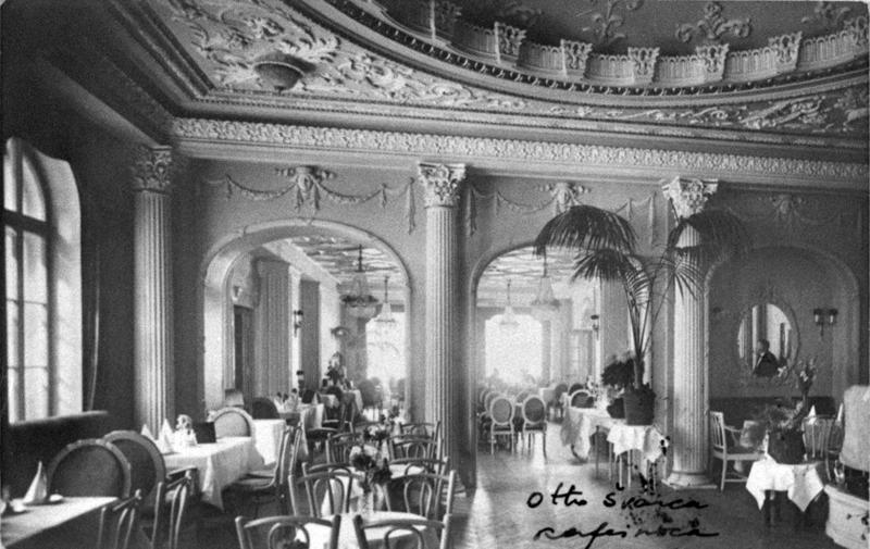 Viesnīcas "Hotel de Rome" restorāna "Otto Schwartz" viena no zālēm. Rīga, 1934. gads. 