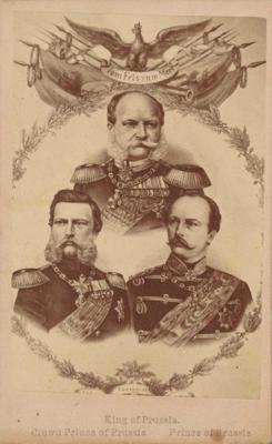 Prūsijas karalis Vilhelms I, kroņprincis Frīdrihs III un princis Vilhelms II.