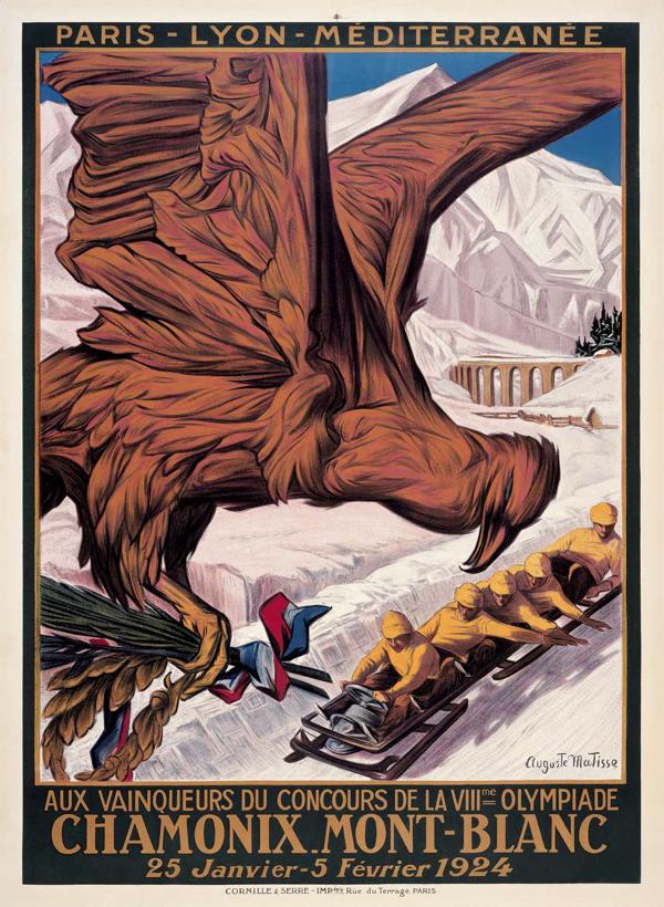 Šamonī 1924. gada ziemas olimpisko spēļu oficiālais plakāts.