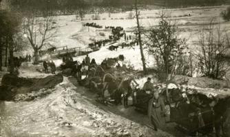 Latviešu strēlnieku divīzijas 3. brigādes štābs ceļā uz Aleksandrovu Harkovas guberņā. 01.1920.