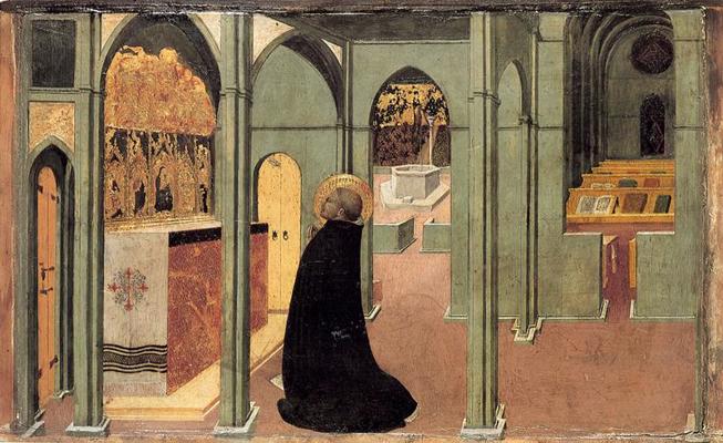 Saseta (Sassetta). "Svētais Akvīnas Toms lūgšanā", ap 1428.–1432. gadu.