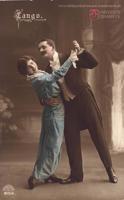 Pastkarte ar tango dejotājiem.