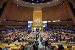 Apvienoto Nāciju Organizācijas Ģenerālā asambleja, Eiropas Komisijas prezidente Urzula fon der Leiena (Ursula von der Leyen) piedalās Ilgtspējīgas attīstības mērķu (Sustainable Development Goals, SDG) samitā. Ņujorka, ASV, 18.09.2023.