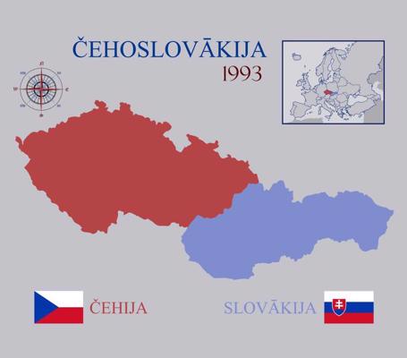 1993. gadā Čehoslovākija beidza pastāvēt uz līguma pamata, un tās teritorijā izveidojās divas jaunas valstis – Čehija un Slovākija.