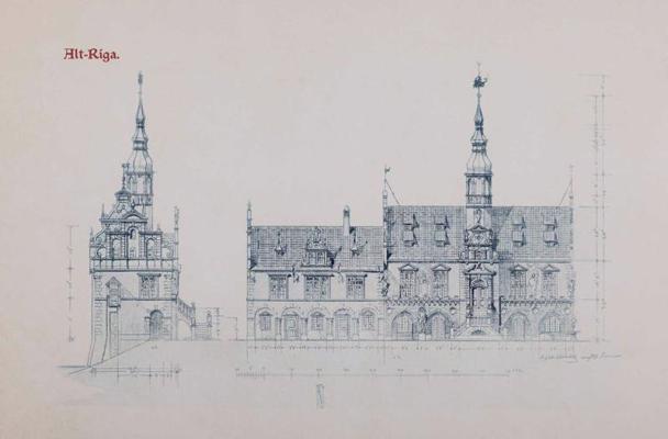 Rīgas 700 gadu jubilejas izstādes izklaižu pilsētiņas "Vecrīga" projekts. 1900. gads.