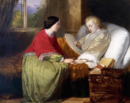 Volfgangs Amadejs Mocarts komponējot Rekviēmu. Gleznotājs Viljams Džeimss Grānts (William James Grant). 1854. gads.