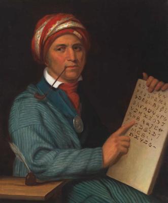 Čiroku valodas zilbju alfabēta attīstītājs Sekoja (čiroku ᏍᏏᏉᏯ, angļu Sequoyah). Ap 1830. gadu.