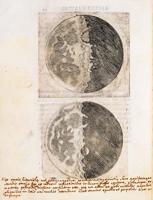 Galileo Galilejs pirmais novēroja Mēnesi ar teleskopu. Viņa zīmējumos redzami Mēness krāteri un kalni.