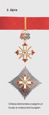Viestura ordenis (ar šķēpiem). 2. šķira: Ordeņa lielvirsnieka zvaigzne un krusts ar ordeņa lenti kungiem.