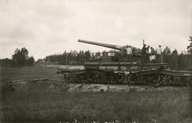 Igaunijas armijas bruņovilciena artilērija pozīcijā. Ropaži, 1919. gads.